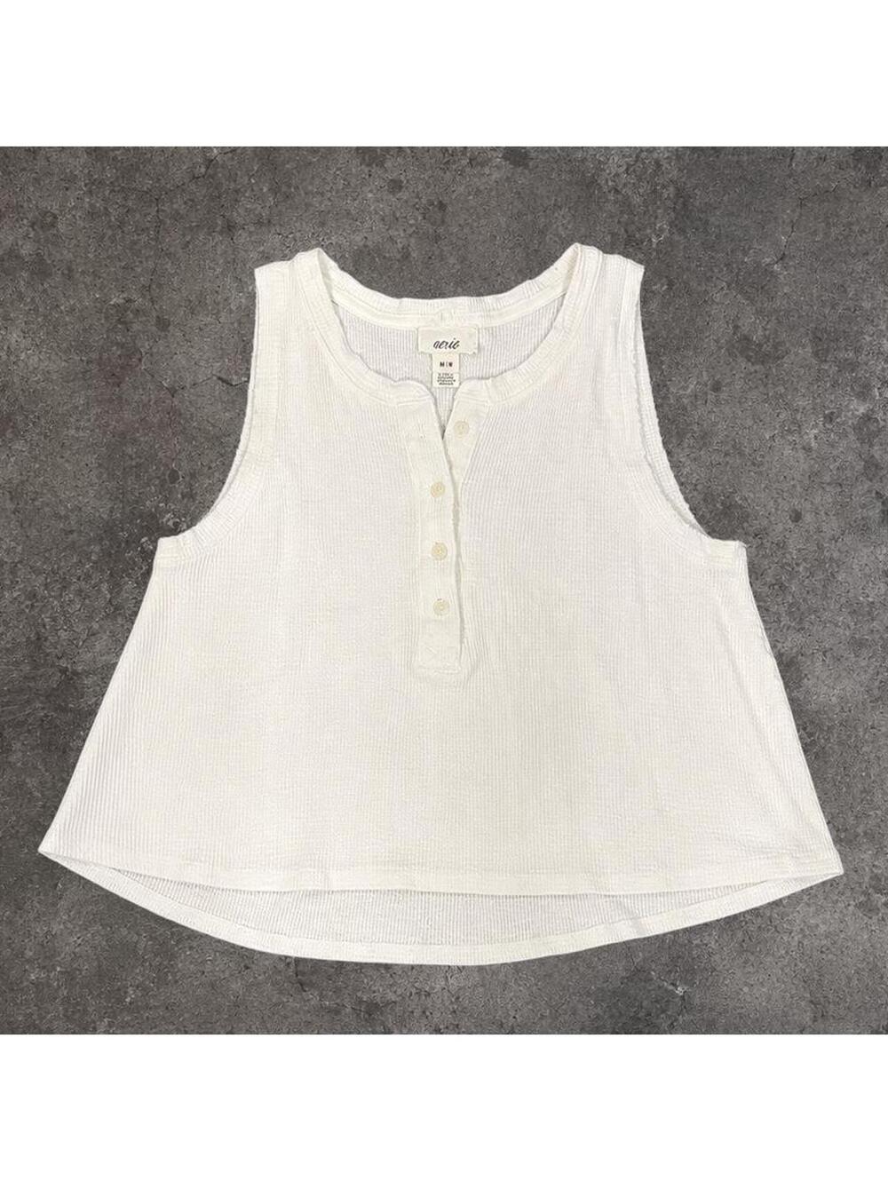 Beautiful Aerie white waffle knit button tank top